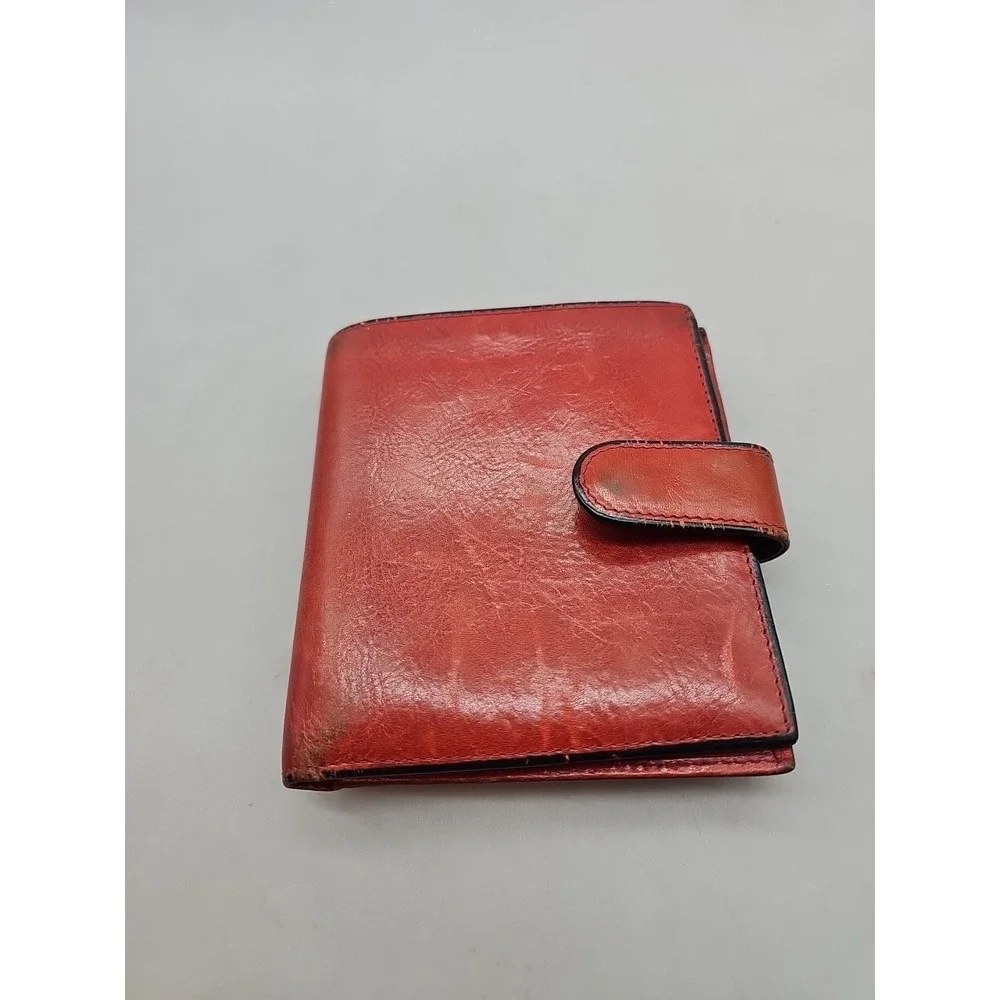 Vtg Bosca Leather wallet card holder coin holder‎ Silver Hardware